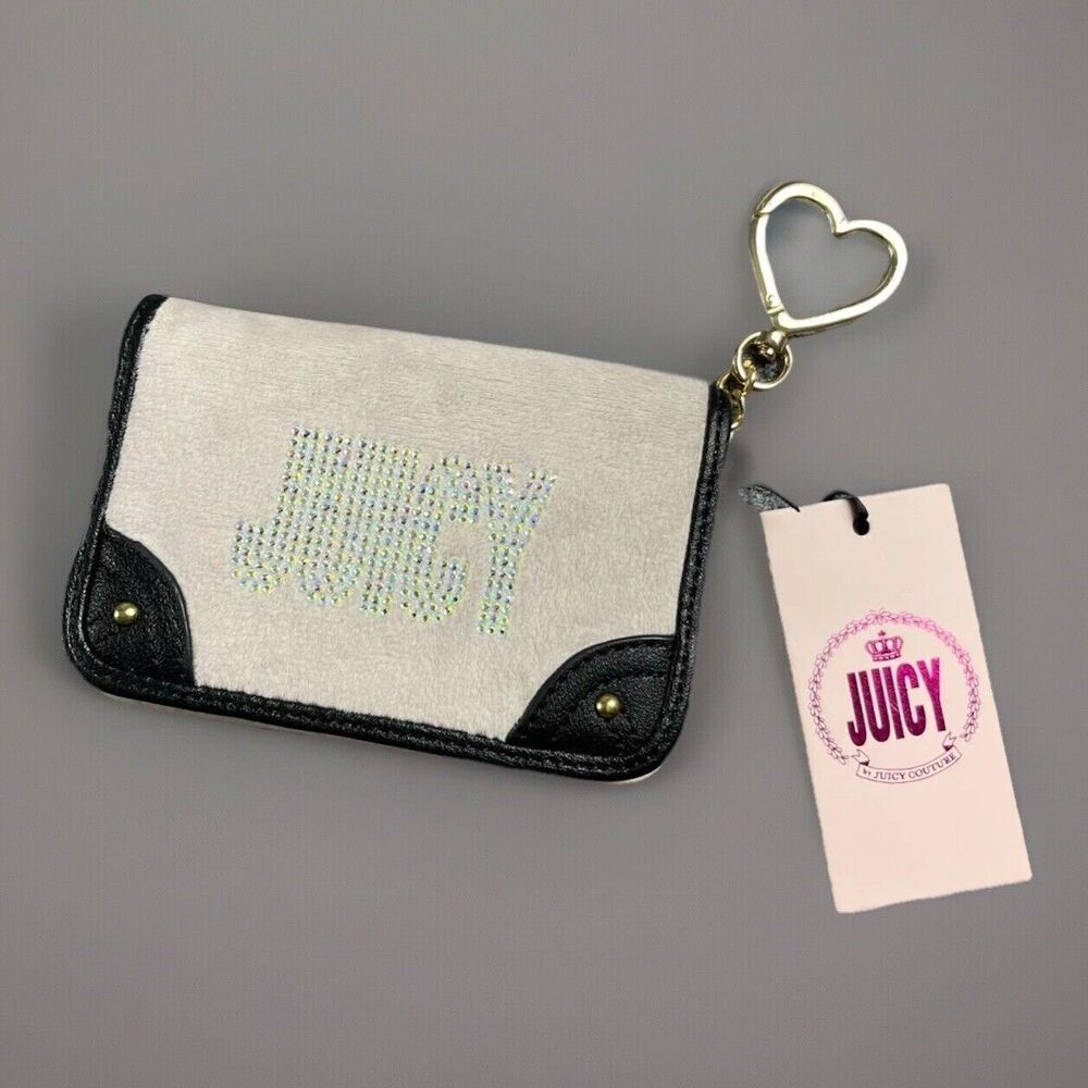 Juicy By Juicy Couture Wallet Glitzed Out Simple Single Fold Full Grey NWT